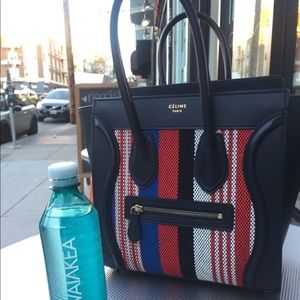 SOLD Celine Micro Calfskin Striped Canvas Luggage